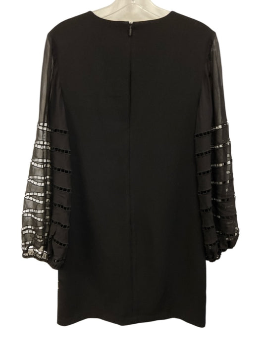 Trina Turk Size 4 Black Polyester Long Sleeve Cut Out Detail Tie Neck Dress Black / 4