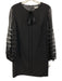 Trina Turk Size 4 Black Polyester Long Sleeve Cut Out Detail Tie Neck Dress Black / 4