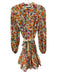 Olivaceous Size S White, Pink, Orange Long Sleeve Floral 3/4 Button Mini Dress White, Pink, Orange / S