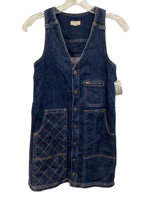 Pilcro Size XXS Dark Wash Cotton Denim Contrast Stitching Button Up Mini Dress Dark Wash / XXS