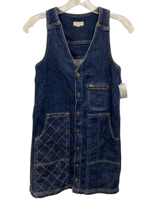 Pilcro Size XXS Dark Wash Cotton Denim Contrast Stitching Button Up Mini Dress Dark Wash / XXS