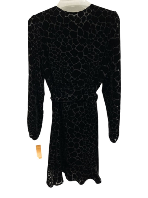 Marie Oliver Size M Black Rayon Blend Velvet Abstract Animal Print Dress Black / M