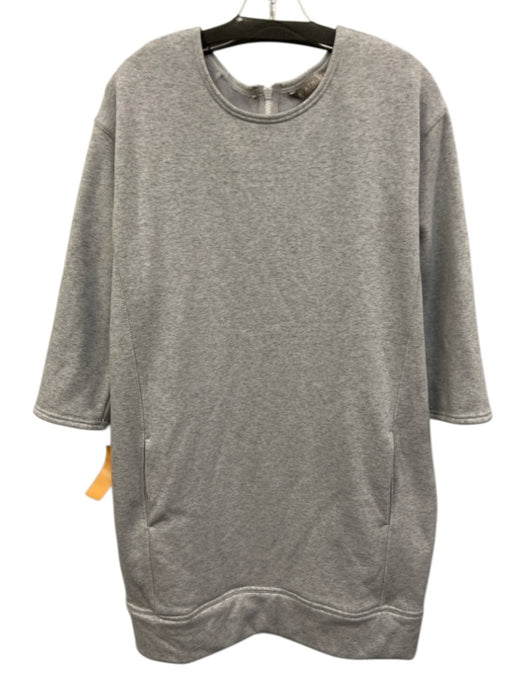 Athleta Size M Light Gray Polyester Blend Heathered 3/4 Sleeve Sweatshirt Dress Light Gray / M