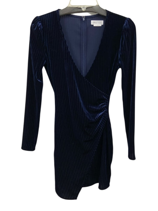 Lovers + Friends Size XS Dark Blue Polyester Blend Corded Velvet Dress Dark Blue / XS