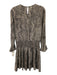 LaRoque Size Est S Navy & white Long Sleeve Snake Print Smocked Waist Midi Dress Navy & white / Est S