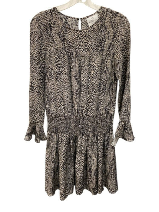 LaRoque Size Est S Navy & white Long Sleeve Snake Print Smocked Waist Midi Dress Navy & white / Est S