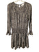 LaRoque Size Est S Navy & white Long Sleeve Snake Print Smocked Waist Midi Dress Navy & white / Est S