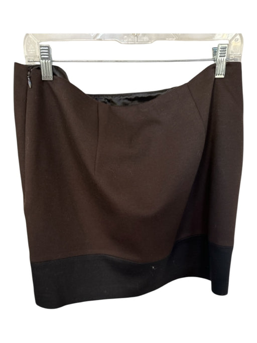 Tahari Size 12 Chocolate Brown Polyester Blend Side Zip Mini Skirt Chocolate Brown / 12