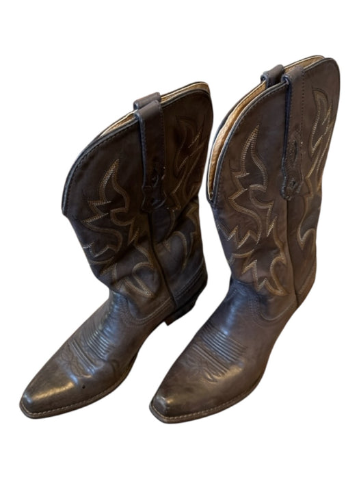 Nocona Boots Shoe Size 7.5 Chocolate Brown Leather Stitching Cowboy Boots Chocolate Brown / 7.5