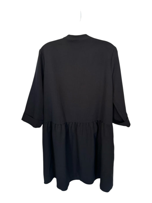 Tuckernuck Size L Black Polyester Long Sleeve Button Down Knee Length Dress Black / L