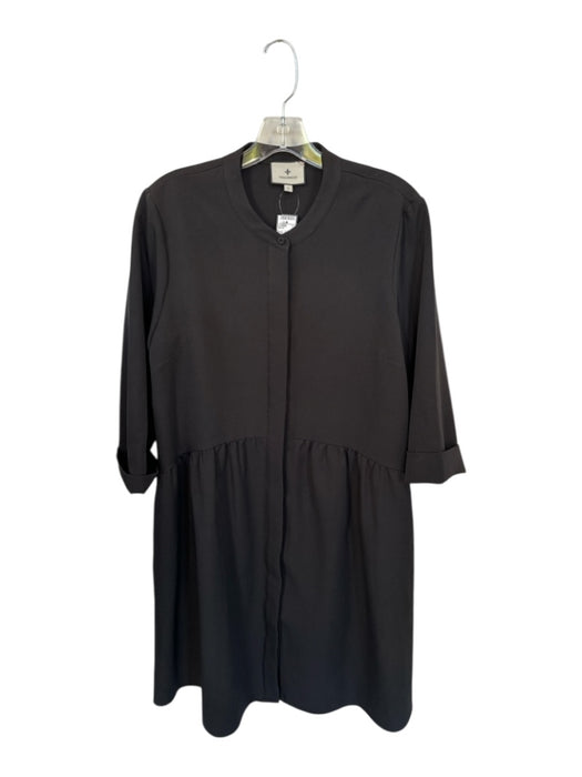 Tuckernuck Size L Black Polyester Long Sleeve Button Down Knee Length Dress Black / L