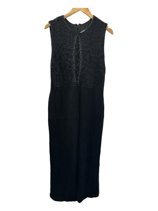 St. John Evening Size 12 Black Wool Blend Sleeveless Sequins Gown Black / 12