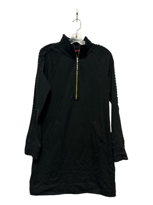 Lilly Pulitzer Size M Black Cotton Sleeve Detail Embroider Detailing Dress Black / M