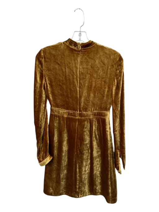 A.L.C. Size 0 Mustard Velvet Mock Neck Long Sleeve Back Zip Dress Mustard / 0