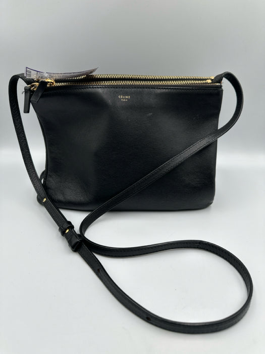 Celine Black Leather Zip Top Multi attachment Gold Hardware Dust Bag Incl. Bag