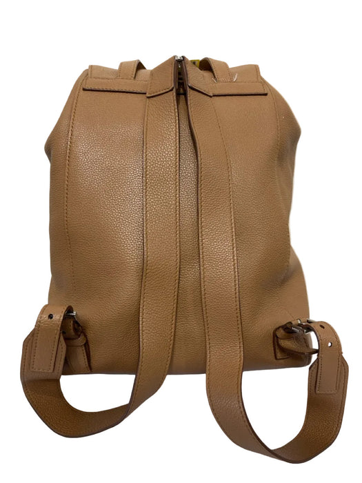 Prada Camel Leather Pebbled Silver Hardware Backpack Bag