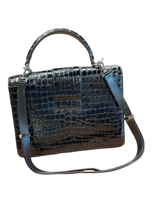 Tom Ford Black Leather Embossed Alligator Buckle Closure Bag Black