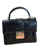 Tom Ford Black Leather Embossed Alligator Buckle Closure Bag Black