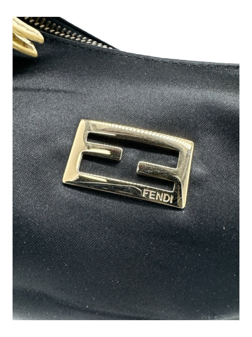 Fendi Black Satin Mini Zip Close Bow Detail Bag Black / XS