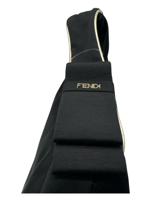 Fendi Black Satin Mini Zip Close Bow Detail Bag Black / XS