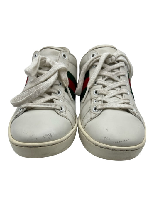 Gucci Shoe Size 36.5 white, green & red Leather Low Top Laces Sneakers white, green & red / 36.5