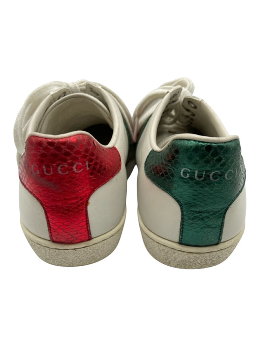 Gucci Shoe Size 36.5 white, green & red Leather Low Top Laces Sneakers white, green & red / 36.5