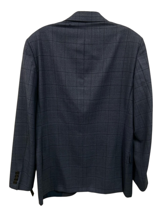Hickey Freeman Blue Wool Blend Plaid 2 Button Men's Blazer Blue / 38R