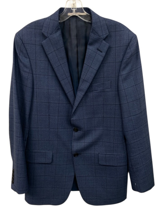 Hickey Freeman Blue Wool Blend Plaid 2 Button Men's Blazer Blue / 38R