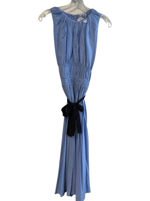 avara Size L Blue Rayon & Polyester Sleeveless Waist Belt Lined Key Hole Dress Blue / L
