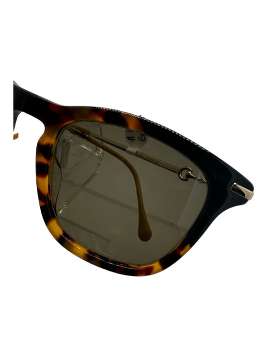 Gucci Brown & Tan Acetate & Metal Wayfarer Tortoise Shell Horsebit Sunglasses Brown & Tan