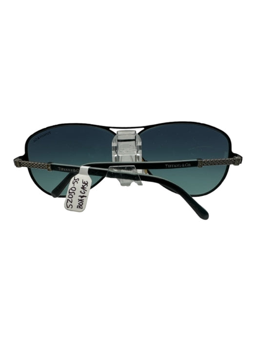 Tiffany & Co Black & Silver Metal Aviator Rhinestone Sunglasses Black & Silver