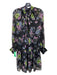 5a7 Cinq a Sept Size 6 Black, Purple, Green Polyester Floral Long Sleeve Dress Black, Purple, Green / 6