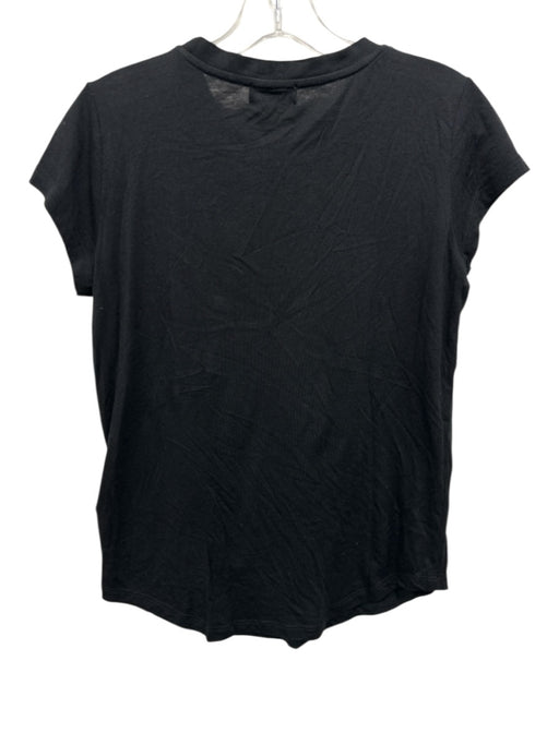 Zadig & Voltaire Size Small Black & Silver Cotton Blend Cap Sleeve Text Top Black & Silver / Small