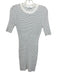 Frame Size M White & Navy Viscose Blend Striped Ribbed Knit Short Sleeve Dress White & Navy / M