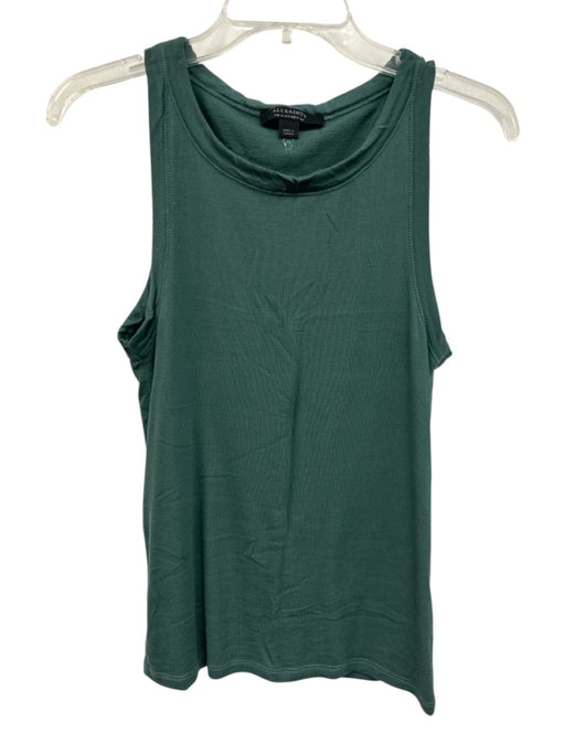 ALLSAINTS Size 8 Teal Green Lyocell & Elastane Sleeveless Rib Knit Tank Top Teal Green / 8