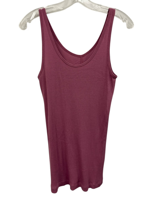 Vince Size L Mauve Pink Pima Cotton & Modal Sleeveless Rib Knit Scoop Neck Top Mauve Pink / L