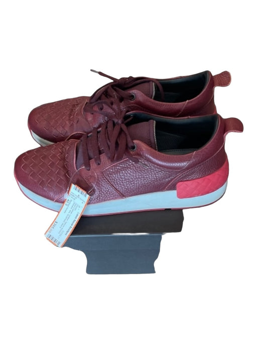 Bottega Veneta Shoe Size 42.5 Red & White Leather Woven Accent Sneaker Shoes 42.5