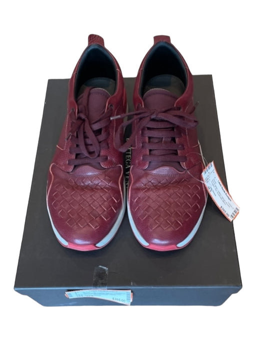 Bottega Veneta Shoe Size 42.5 Red & White Leather Woven Accent Sneaker Shoes 42.5