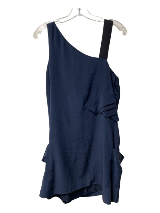 Nanette Lepore Size 8 Navy Blue Silk Shoulder Strap Draping Two Pocket Dress Navy Blue / 8