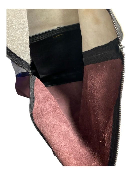 3.1 Phillip Lim Plum, Cream, Black Leather Top Zipper Top Handles Colorblock Bag Plum, Cream, Black / M