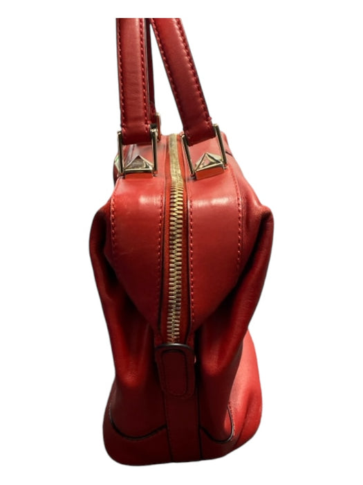 Valentino Garavani Red Leather Top Zipper Top Handle Gold Hardware Bag Red / M