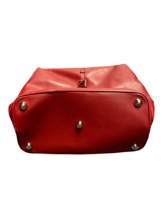 Valentino Garavani Red Leather Top Zipper Top Handle Gold Hardware Bag Red / M