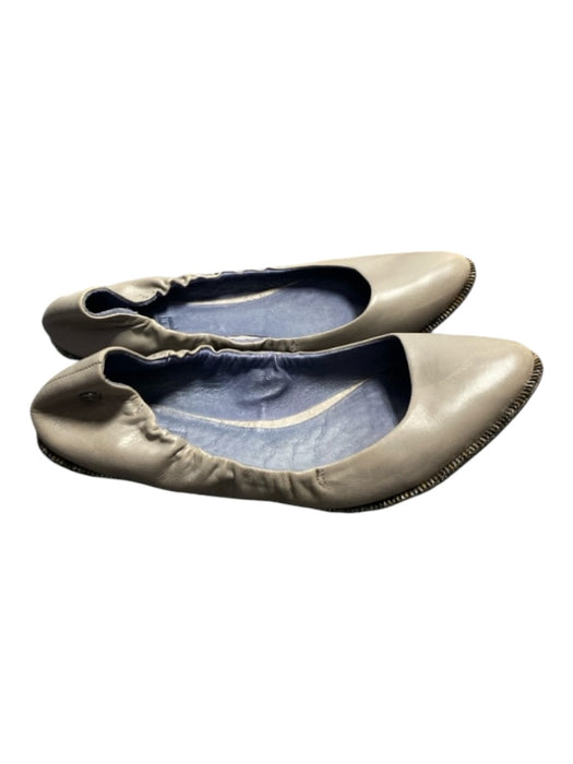 Diesel Shoe Size 39 Gray Leather Almond Toe Metallic Detail Scrunched Flat Shoes Gray / 39