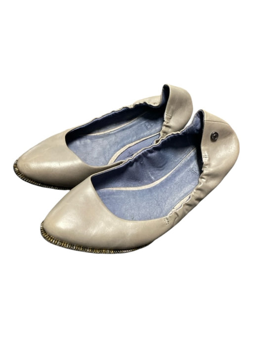 Diesel Shoe Size 39 Gray Leather Almond Toe Metallic Detail Scrunched Flat Shoes Gray / 39