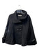 Zara Size Large Black Wool High Collar Double Breast Side Pocket Pea Coat Jacket Black / Large