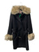 Juicy Couture Size Large Black Wool Blend Faux Fur Belted removable collar Coat Black / Large