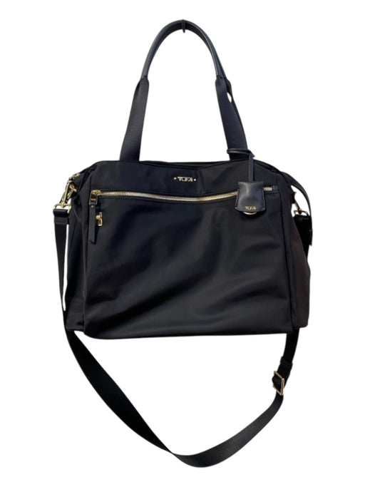 Tumi Black Fabric Top Handles Top Zip Gold Hardware Inner and Outer Pockets Bag Black / L