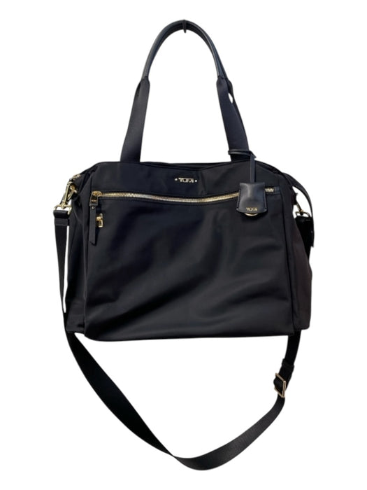 Tumi Black Fabric Top Handles Top Zip Gold Hardware Inner and Outer Pockets Bag Black / L