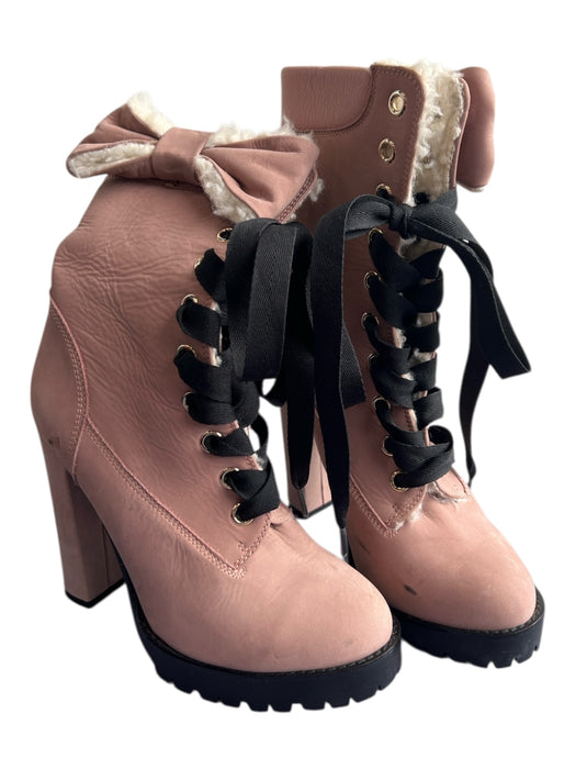 Red Valentino Shoe Size 38.5 Pink Leather round toe lace up Mid Calf Boots Pink / 38.5