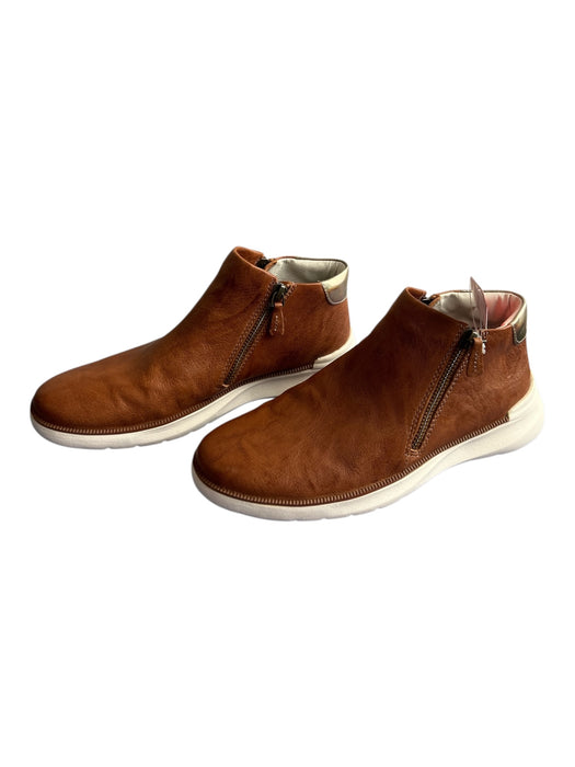 Johnston & Murphy Shoe Size 7 Brown Leather round toe double zip Sneaker Booties Brown / 7